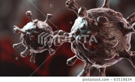 Virus cells under microscope 63519834