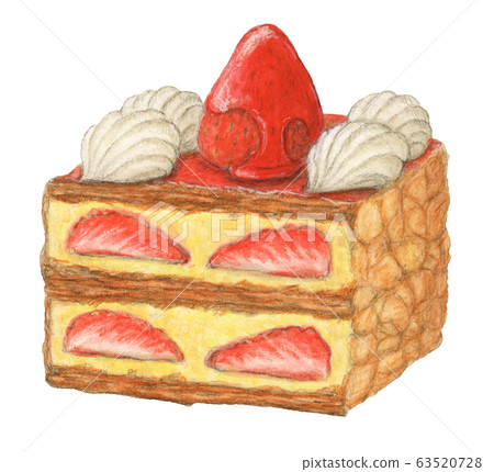 Napoleon pie millefeuille hand-painted watercolor 63520728