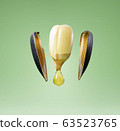 Cracked sunflower seed with oil drop isolated on 63523765