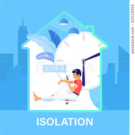 Temporarily Self Isolation Concept All Stay At Stock Illustration