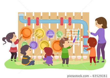 Stickman Kids Arrange Musical Sensory Garden 63529161