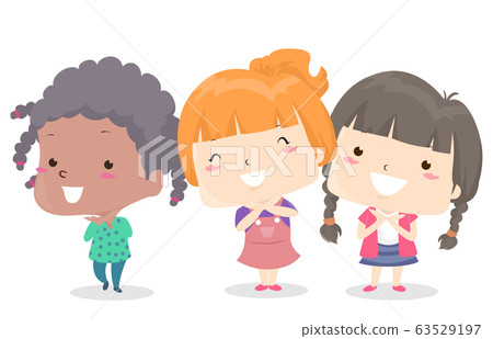 Kids Girls Adjective Pretty Illustration 63529197