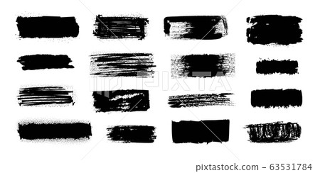 Ink blob brush. Black paint strokes with dirty grunge texture, brush stains splatters and drips. Vector isolated set of watercolor silhouette banners Ink blob brush. Black paint strokes with dirty grunge texture, brush stains splatters and drips. Vector isolated set of watercolor silhouette banners 63531784
