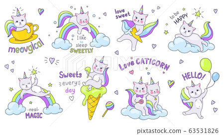 Set of Kawaii Cartoon Style Doodle Sweety Characters. Collection