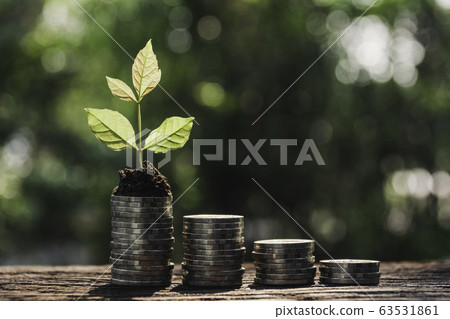 Saving money concept with money coin stack. 63531861