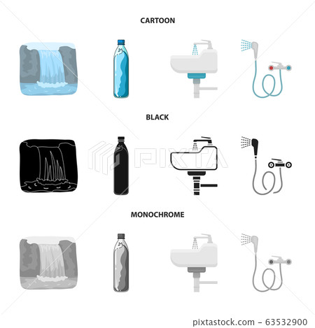 Vector design of water and drop symbol. Set of water and splash stock symbol for web. Vector design of water and drop symbol. Set of water and splash stock symbol for web. 63532900