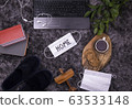 creative home work space - work from home concept in coronavirus quarantine with mediccal protection mask 63533148