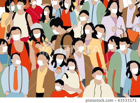 people wearing face mask illustration 63533171