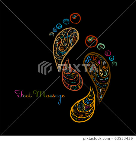 Foot Massage, Sketch of footprint colorful for your design 63533439