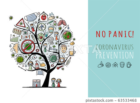 Coronavirus symptoms, Preventions and treatment. Infection, Sickness, Healthy. Banner with concept tree for your design Coronavirus symptoms, Preventions and treatment. Infection, Sickness, Healthy. Banner with concept tree for your design 63533468