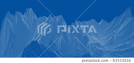 Abstract 3d wire-frame landscape. Blueprint style 63533816