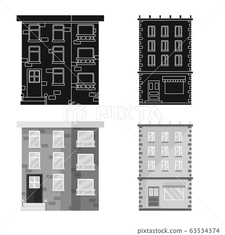 Vector illustration of municipal and center symbol. Set of municipal and estate stock vector illustration. Vector illustration of municipal and center symbol. Set of municipal and estate stock vector illustration. 63534374