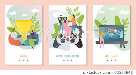 E-sport gaming team win award, set of concept banners with people cartoon characters, vector illustration E-sport gaming team win award, set of concept banners with people cartoon characters, vector illustration 63534648