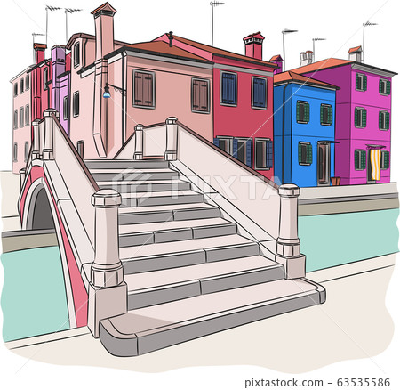 Old colorful houses on the island of Burano. 63535586