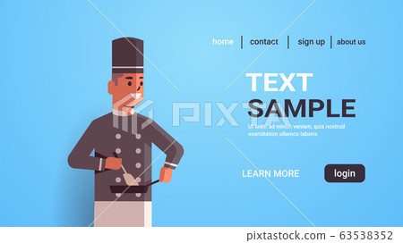 male professional chef cooking food in frying pan african american cook in uniform preparing meal flat copy space portrait horizontal male professional chef cooking food in frying pan african american cook in uniform preparing meal flat copy space portrait horizontal 63538352