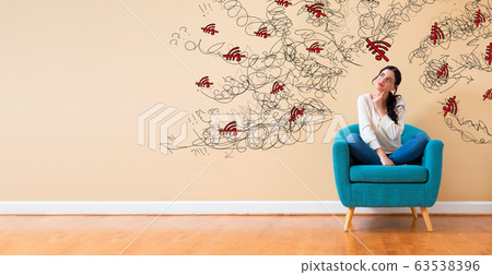 No WiFi theme with woman in a thoughtful pose No WiFi theme with woman in a thoughtful pose 63538396