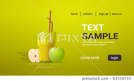 Glass Of Fresh Apple Juice With Straw And Cut Stock Illustration