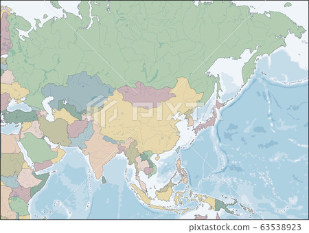 Map Of The Asia Continent With Countries - Stock Illustration [63538923] - Pixta