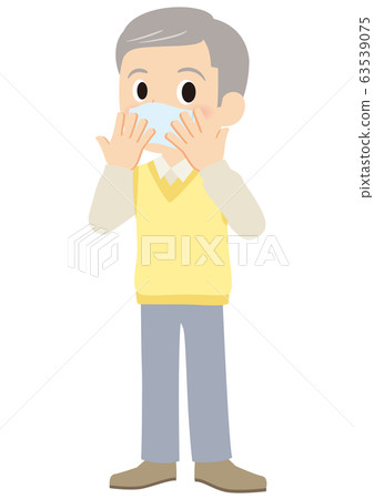 Grandpa controlling cough with tissue Grandpa controlling cough with tissue 63539075