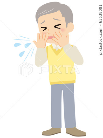 Grandpa controlling cough by hand Grandpa controlling cough by hand 63539081