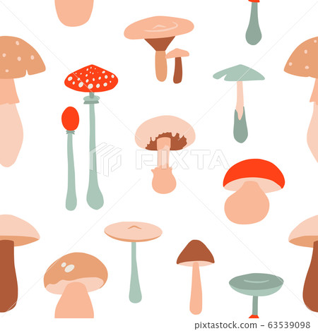 Seamless pattern with forest mushrooms 63539098
