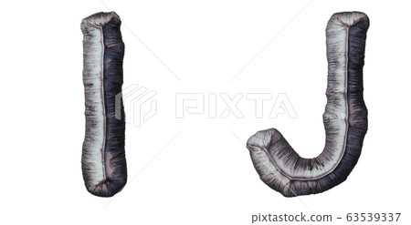 Set of capital letters I, J made of forged metal isolated on white background. 3d Set of capital letters I, J made of forged metal isolated on white background. 3d 63539337