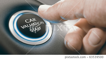 Used car valuation concept. How much is a vehicle Used car valuation concept. How much is a vehicle 63539500