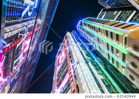 low angle view of modern office block buildings in Hong Kong. Bank of China (Hong Kong) low angle view of modern office block buildings in Hong Kong. Bank of China (Hong Kong) 63540944