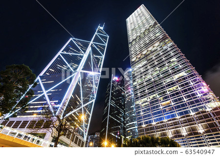 low angle view of modern office block buildings in Hong Kong. Bank of China (Hong Kong) 63540947