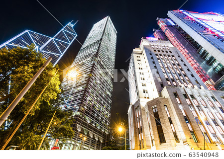 low angle view of modern office block buildings in Hong Kong. Bank of China (Hong Kong) 63540948