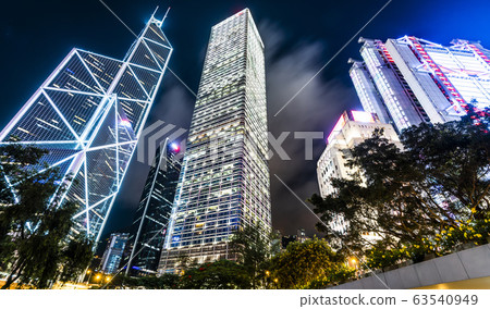 low angle view of modern office block buildings in Hong Kong. Bank of China (Hong Kong) low angle view of modern office block buildings in Hong Kong. Bank of China (Hong Kong) 63540949
