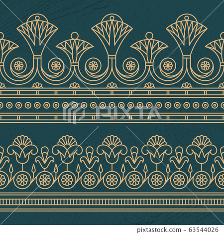 Seamless vector illustration based on the Egyptian national ornament with lotus flower 63544026
