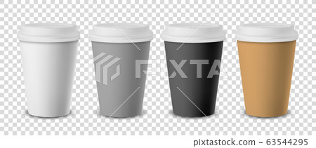 A set of white realistic disposable cups paper Vector Image