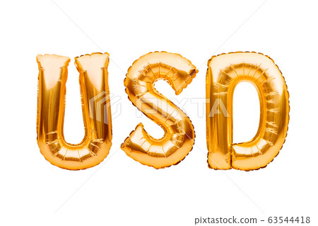 Gold Dollar Sign Balloon. Golden usd currency Gold Dollar Sign Balloon. Golden usd currency 63544418