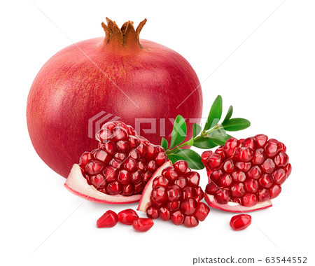 Pomegranate isolated on white background with clipping path and full depth of field. Pomegranate isolated on white background with clipping path and full depth of field. 63544552