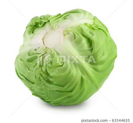 Green cabbage isolated on white background with clipping path and full depth of field 63544635