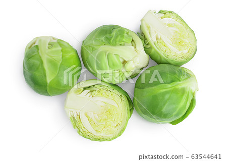 Brussels sprouts isolated on white background with clipping path and full depth of field. Top view. Flat lay Brussels sprouts isolated on white background with clipping path and full depth of field. Top view. Flat lay 63544641