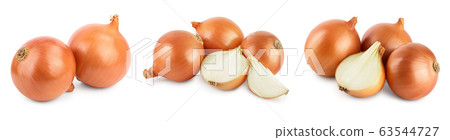 yellow onion isolated on white background close up. Set or collection 63544727