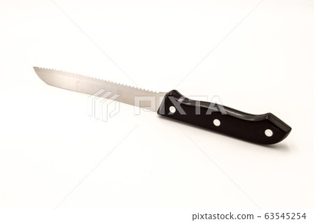 Chromium sawtooth knife with a black handle 63545254