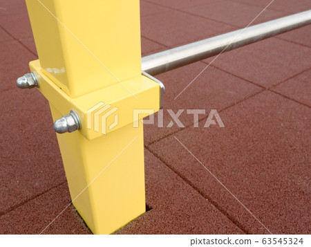 Metal swedish ladder with yellow beams on 63545324