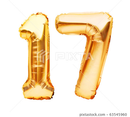 Number 17 seventeen made of golden inflatable Number 17 seventeen made of golden inflatable 63545960
