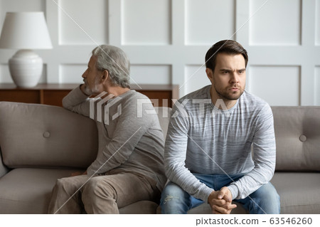 Senior father and adult son avoid talking after fight Senior father and adult son avoid talking after fight 63546260