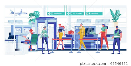 Passenger Undergo Safety Check before Boarding. 63546551