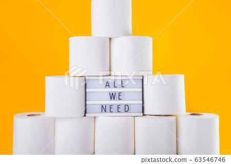 Stacked tower of soft toilet paper rolls, Stacked tower of soft toilet paper rolls, 63546746