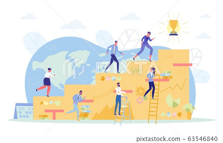 Characters Climbing Professional Growth Steps. 63546840