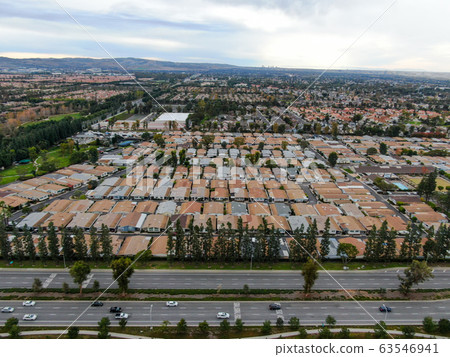 Aerial view of large-scale residential neighborhood, Irvine, California 63546941