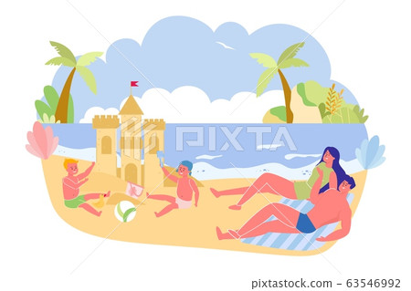 Parents Sunbathing and Watching Childrens Game. Parents Sunbathing and Watching Childrens Game. 63546992