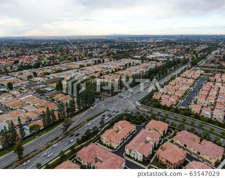 Aerial view of large-scale residential neighborhood, Irvine, California Aerial view of large-scale residential neighborhood, Irvine, California 63547029