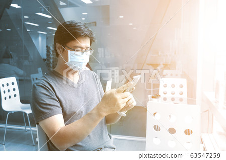 Covid-19 and Air pollution pm2.5 concept. man 63547259