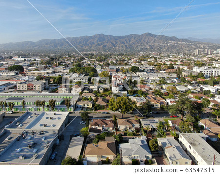 Aerial view of downtown Glendale, city in Los Angeles  63547315